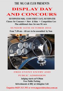 MG Car Club Sydney 2016 Concours d'Elegance